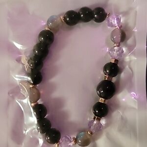 Gold Accent Princess Galaxy Black Beaded Royal bracelet